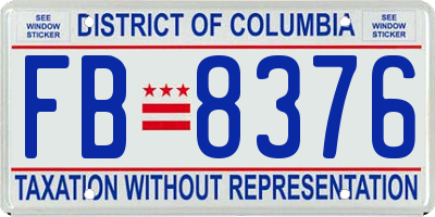 DC license plate FB8376