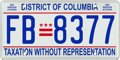 DC license plate FB8377