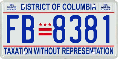 DC license plate FB8381