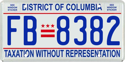 DC license plate FB8382