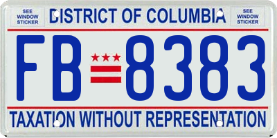 DC license plate FB8383