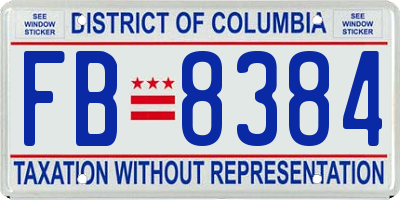 DC license plate FB8384