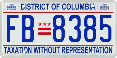 DC license plate FB8385