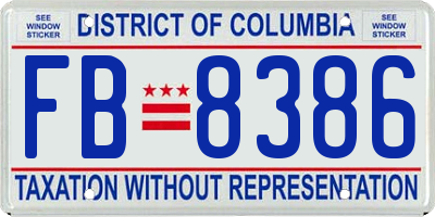 DC license plate FB8386