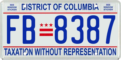 DC license plate FB8387