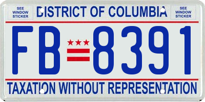 DC license plate FB8391