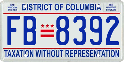 DC license plate FB8392