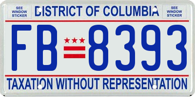 DC license plate FB8393