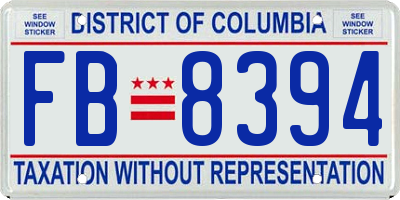 DC license plate FB8394