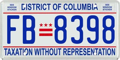 DC license plate FB8398