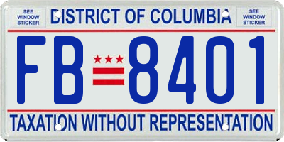 DC license plate FB8401