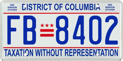 DC license plate FB8402