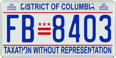 DC license plate FB8403