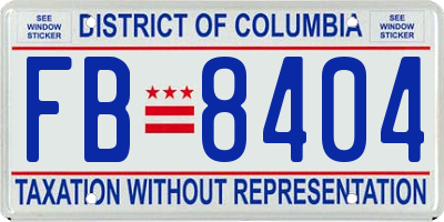 DC license plate FB8404