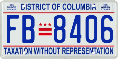 DC license plate FB8406