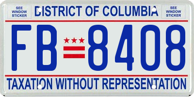 DC license plate FB8408