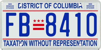 DC license plate FB8410