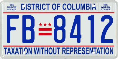 DC license plate FB8412