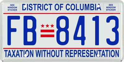 DC license plate FB8413