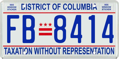 DC license plate FB8414