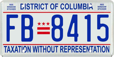 DC license plate FB8415