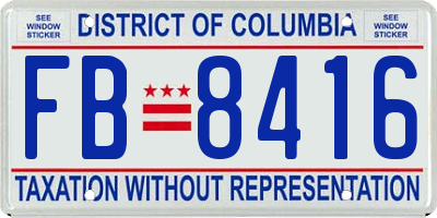 DC license plate FB8416