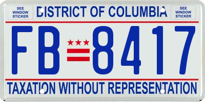 DC license plate FB8417