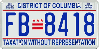 DC license plate FB8418