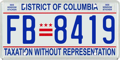 DC license plate FB8419