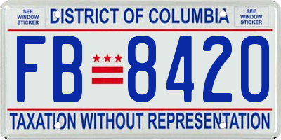 DC license plate FB8420