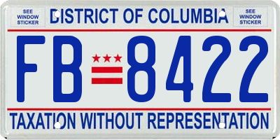 DC license plate FB8422