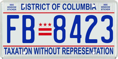 DC license plate FB8423