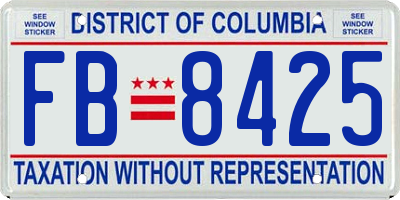 DC license plate FB8425