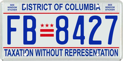 DC license plate FB8427