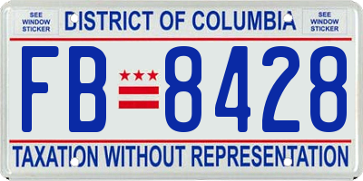 DC license plate FB8428