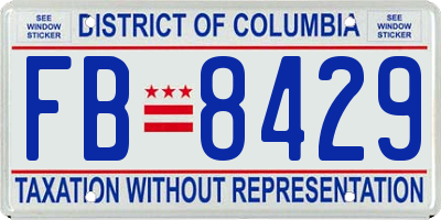 DC license plate FB8429