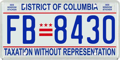 DC license plate FB8430