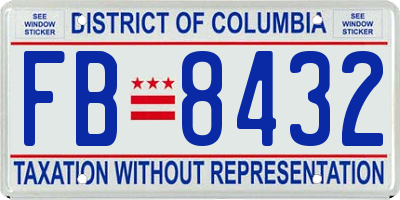 DC license plate FB8432