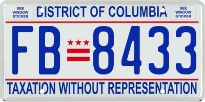 DC license plate FB8433