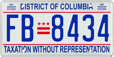 DC license plate FB8434