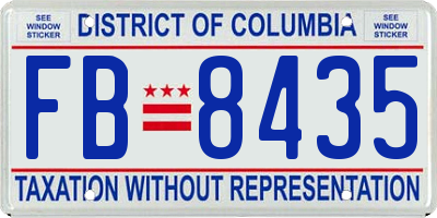 DC license plate FB8435