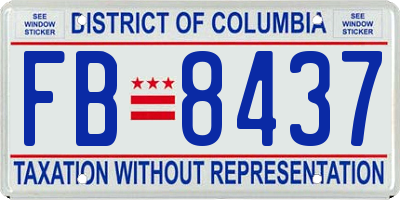 DC license plate FB8437