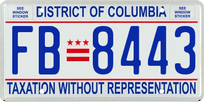 DC license plate FB8443