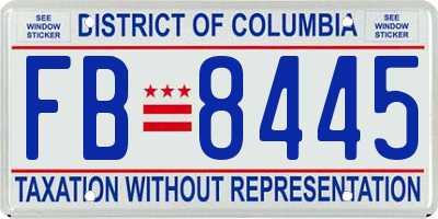 DC license plate FB8445