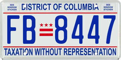 DC license plate FB8447