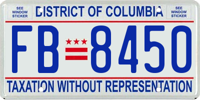 DC license plate FB8450