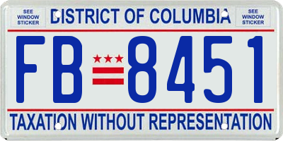 DC license plate FB8451