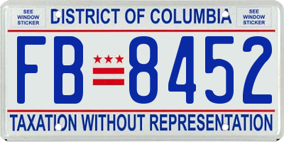 DC license plate FB8452