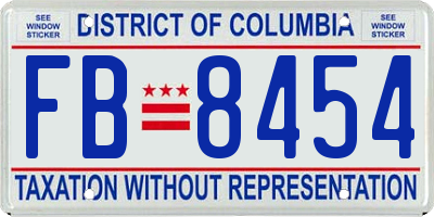 DC license plate FB8454