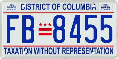 DC license plate FB8455